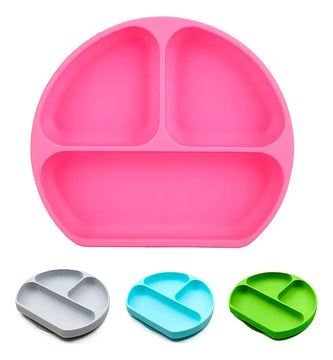 Plato Silicona Hondo Con Chupa Libre De Bpa Colores Color Fucsia
