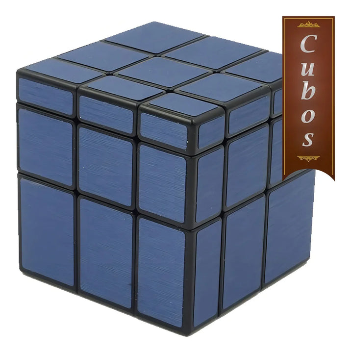 Cubo Rubik 3x3 Mirror Qiyi Espejo Azul Acero Cuerpo Negro 5.6cm