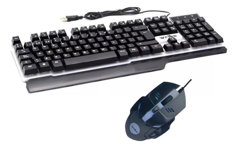Kit de teclado y mouse gamer Weibo WB-550 Español España de color negro