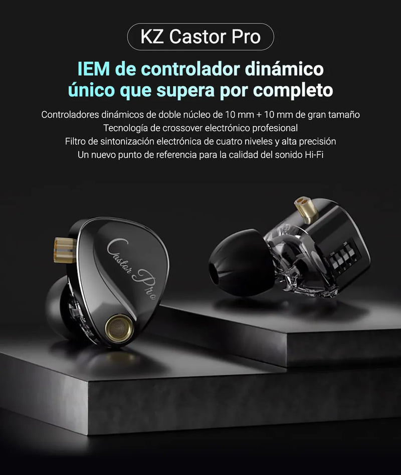 Auriculares in-ear gamer KZ Castor PRO bass version negro