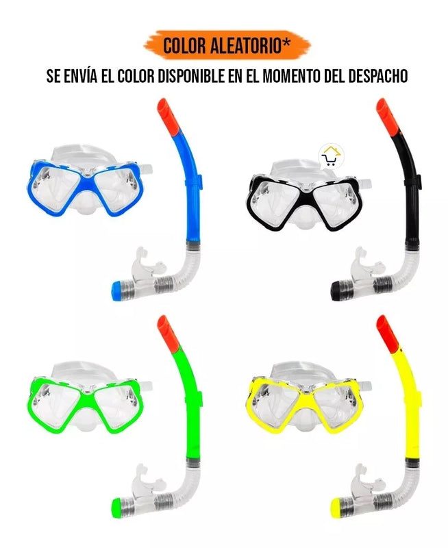 Kit Careta + Snorkel Para Buceo Piscina Playa NSP1900