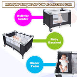 Baby Joy Pack And Play 3 En 1 Portátil Con Moisés Y Cambiado