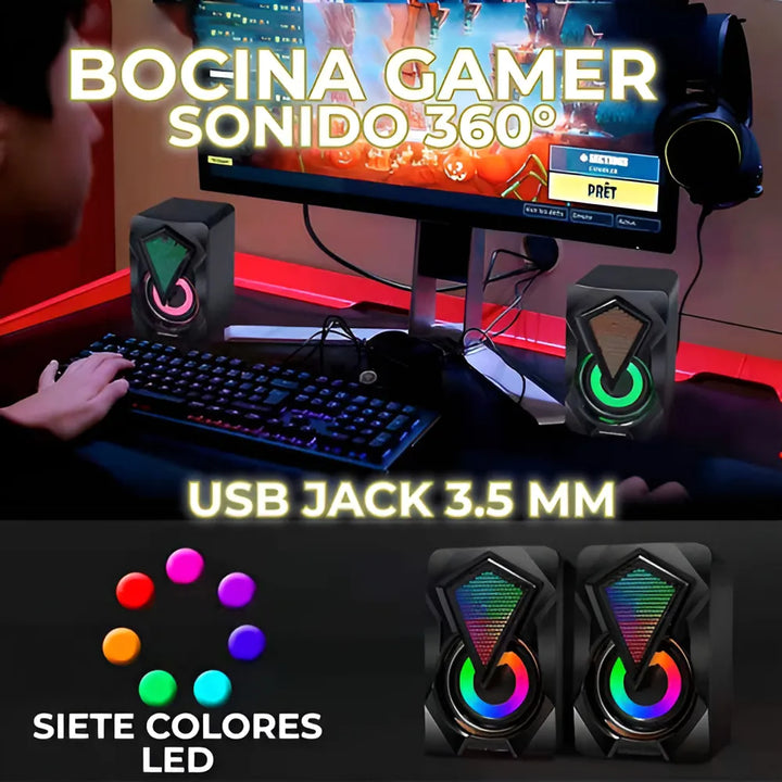 Bocinas Rgb Con Control Volumen Portátil 3.5mm