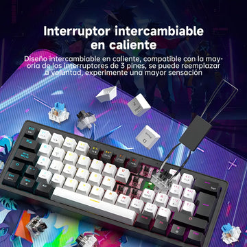Teclado Gamer Mecánico Zifriend Ag61 Español Black Switches Retroiluminado Rainbow 62 Teclas 60% Compacto Interruptores Intercambiables En Caliente Hot Swap