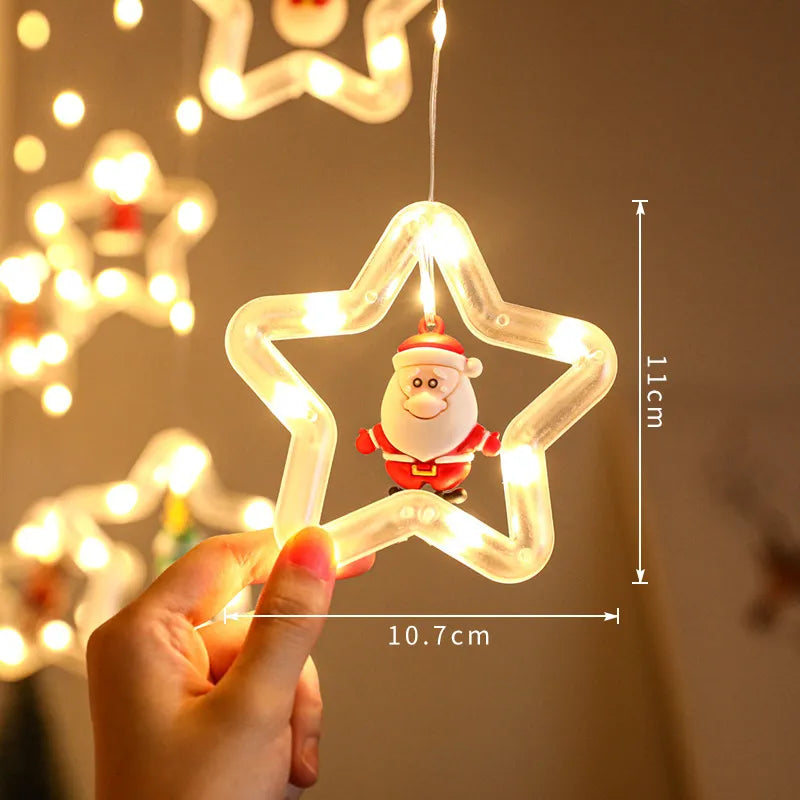 Cortina Luces Navideñas Estrellas Figuras Navidad 3mts Transparente