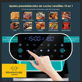 Freidora Aire Renahouse Horno Mesa Air Fryer 12 Litros Casa Negro