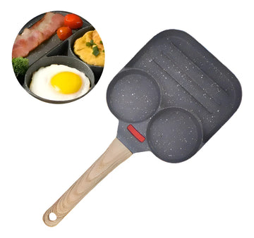 Sartén multiusos 3 en 1 con separadores para huevos y hamburguesas, color gris