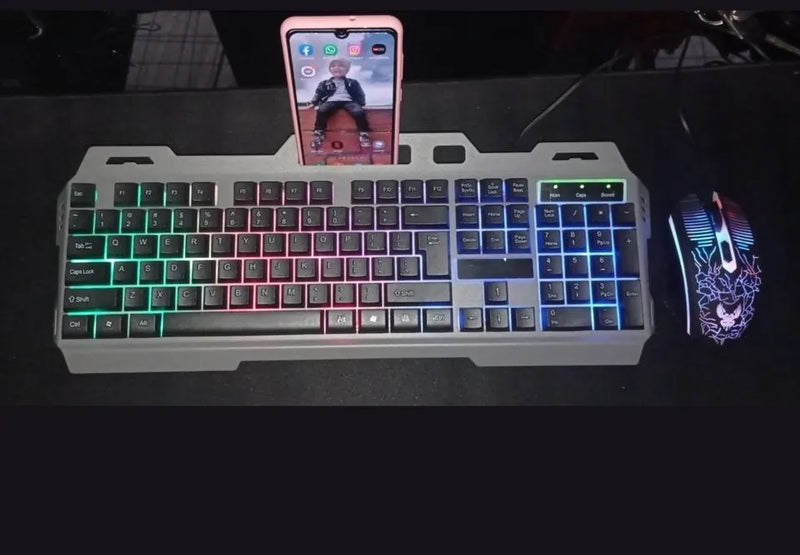 Teclado Mouse Gamer Retroiluminado Metalico Cmk 198 Color del teclado Negro