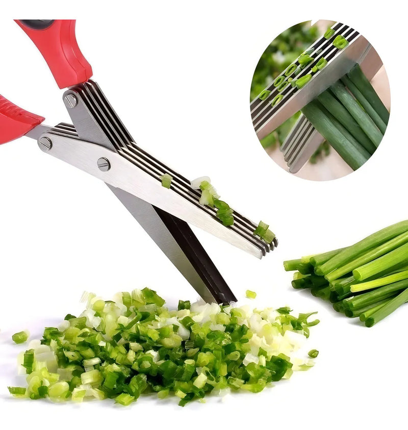 Tijera De Verduras Para Cocina 5 Hojas En Acero Inoxidable