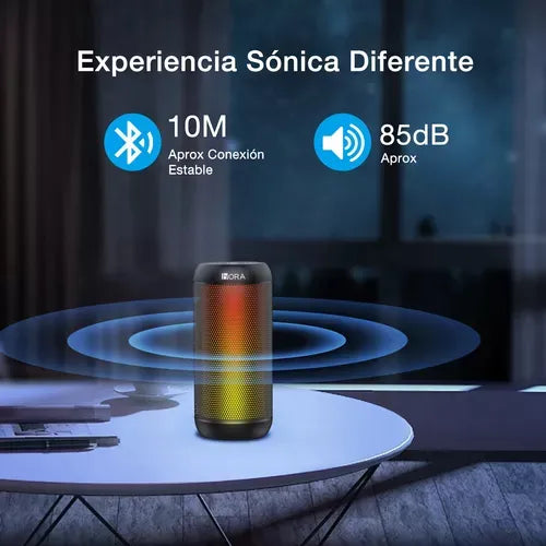 Parlante Bluetooth Portátil 1Hora BOC242 FM Bocina con Luces RGB Conectividad AUX/USB/TF Color Negro Ideal para Fiestas y Cumpleaños