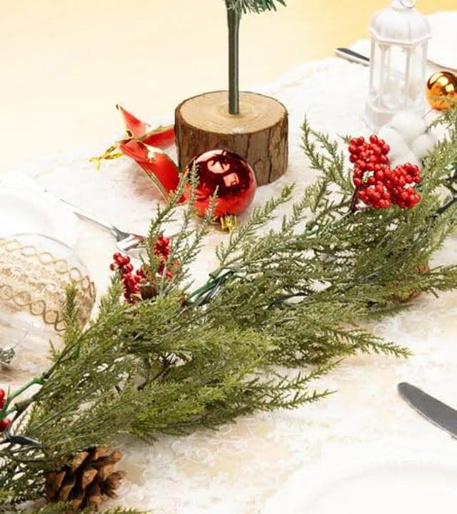 Guirnalda Navideña 6ft Con Luces Led, Berries Rojas, Norfolk