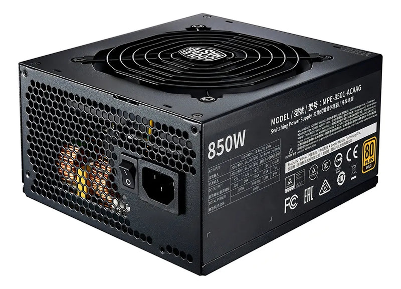 Fuente Cooler Master 850 V2 Mwe Full Modular 80 Plus Gold Color Negro
