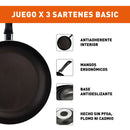 Juego De 3 Sartenes Imusa De 18,20 Y 24 Cm Color Negro