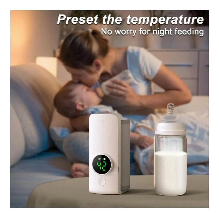 Calentador Tetero Biberones Portátil Inalámbrico Pantalla Blanco