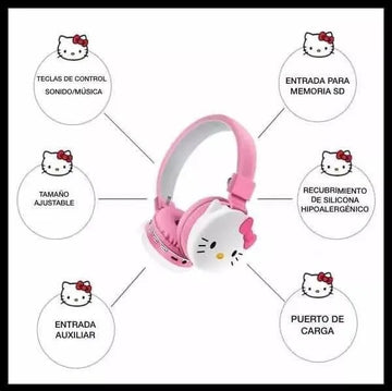 Audifonos Diadema Mario, Bluetooth, Micro Sd, Fm, Acolchada Hello Kitty