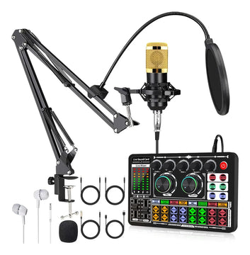 Kit Podcast Bm800 F999 Micrófono Condensador+tarjeta Sonido