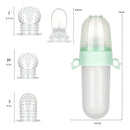 Tetero Biberón Dispensador Alimentos Bebés 40 Ml Uso Verde Chupo 3 Tamaño Alimento + Cuchara Dispensar Ayuda Habilidades Control Sin Bpa Libre Bps Sin Ftalatos Silicona Grado Alimenticio Versátil