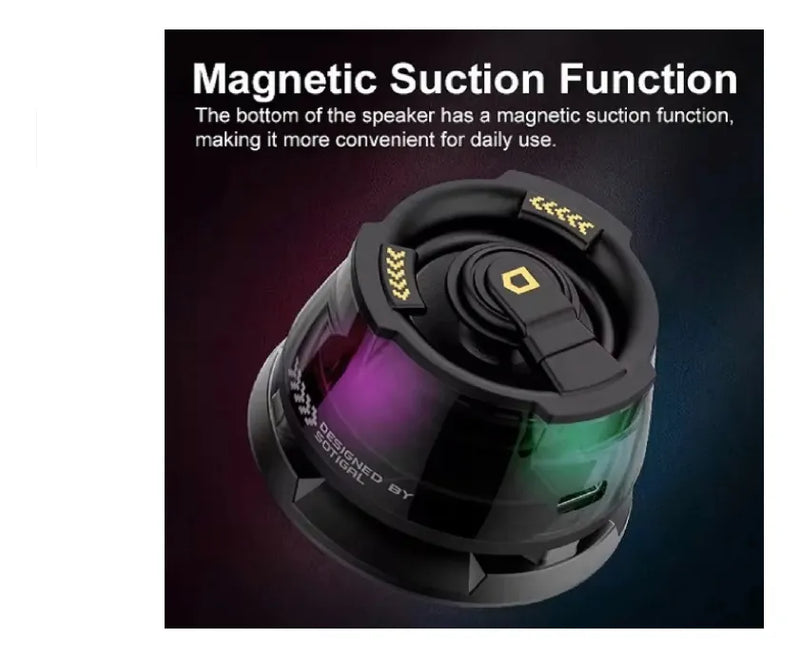 Mini Parlante Altavoz Soporte Magnético Portátil Bluetooth Negro
