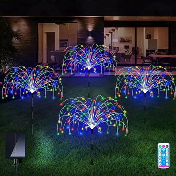 Luces Solares Navideñas Fuegos Artificiales Arbol Navidad Rgb