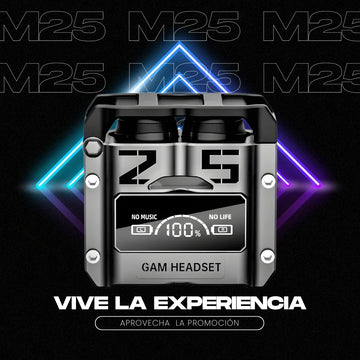 Audífonos Inalámbricos Gamer Bluetooth 5.3 M25 Táctil Hi-fi Gris