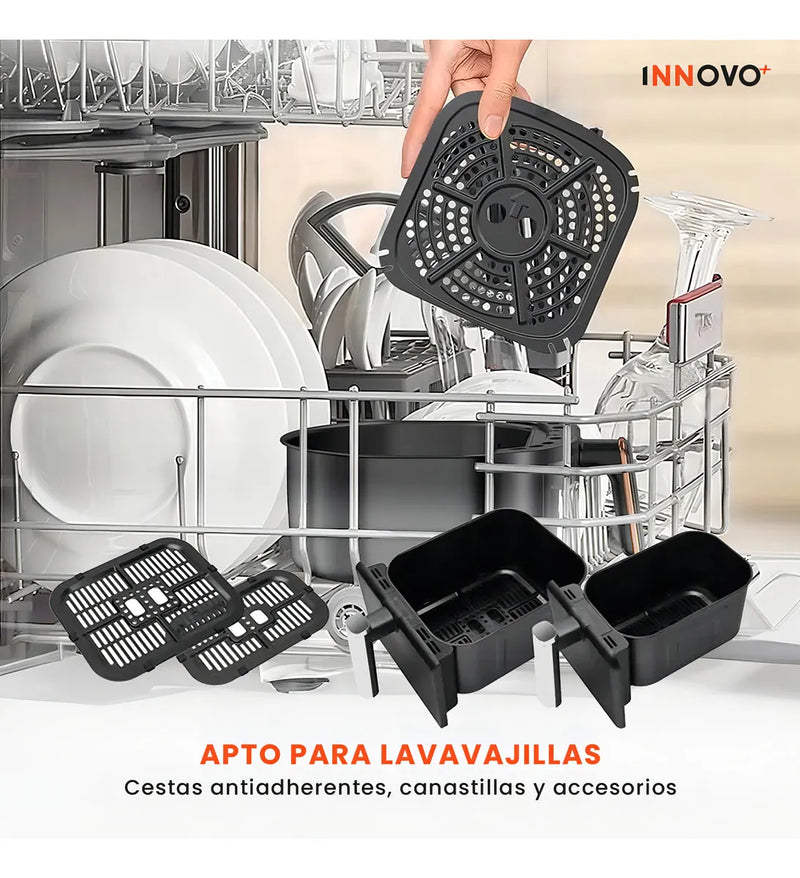 Air Fryer Freidora De Aire 9 Litros Doble Bandeja Digital Premium Nobelsound Inn Nb-2100