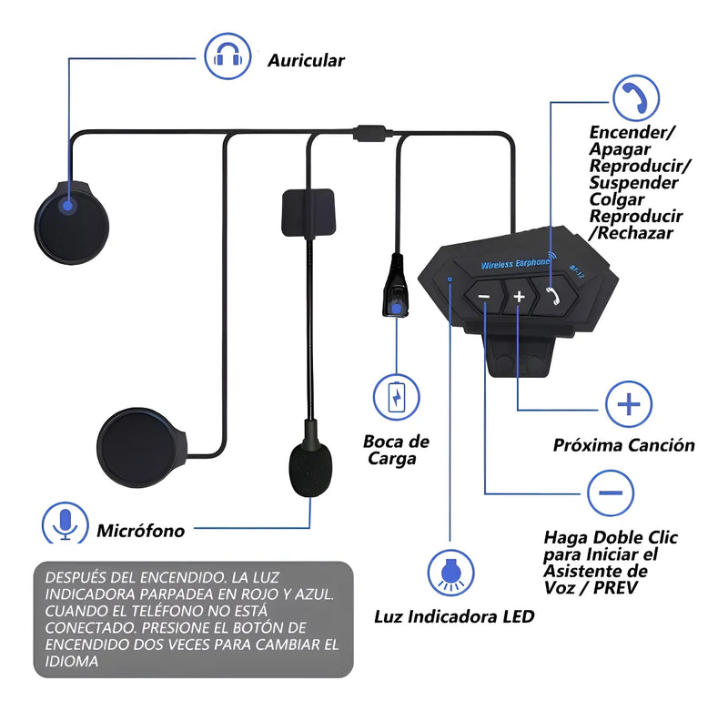Auriculares Bluetooth 5.0 Cool Helmet Con Micrófono
