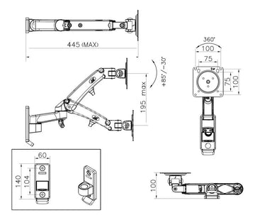 Soporte Flexi Nb De Pared Para Monitor Y Tv De 17 A 35 Gris Oscuro