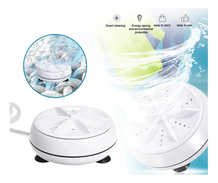Mini Lavadora Portátil Giratoria Turbina Ultrasónica Viaje C Blanco