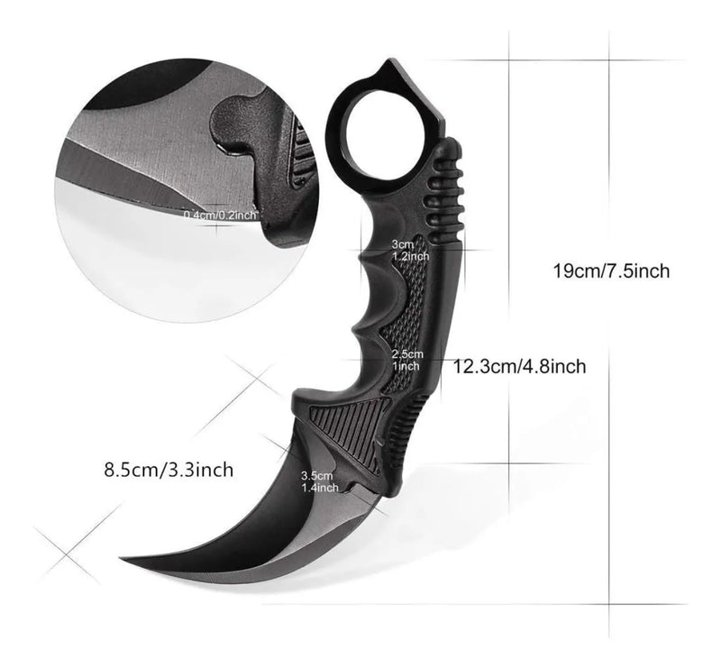 Navaja Cuchillo Karambit Táctico Militar Con Funda Negro