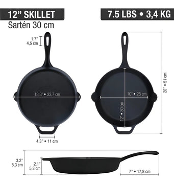 Sartén De Hierro Fundido Curado Victoria® 30 Cm / 12 In