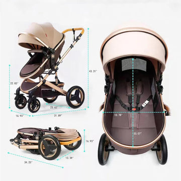 Cochecito De Bebé De Lujo 2 En 1 Con Modo Moisés Plegable,