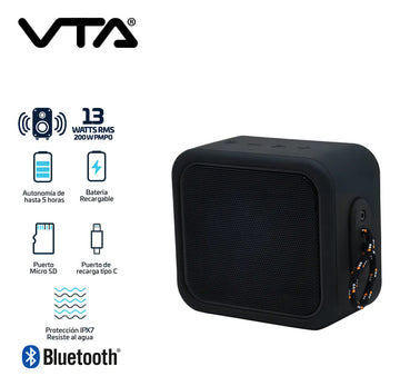 Parlante 13w Vta Recargable Ipx7 Resistente Al Agua Color Negro