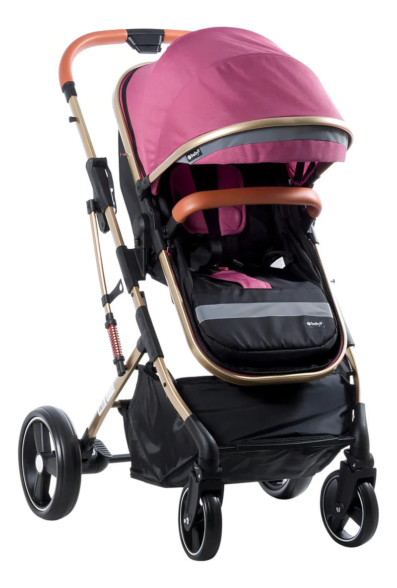Coche Bebé Moises Plegable Ebaby Color Rosado Chasis Dorado