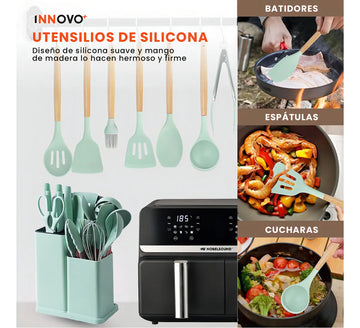 Freidora De Aire Nobelsound Air Fryer Doble Bandeja Con Accesorios Y Moldes 9 Litros