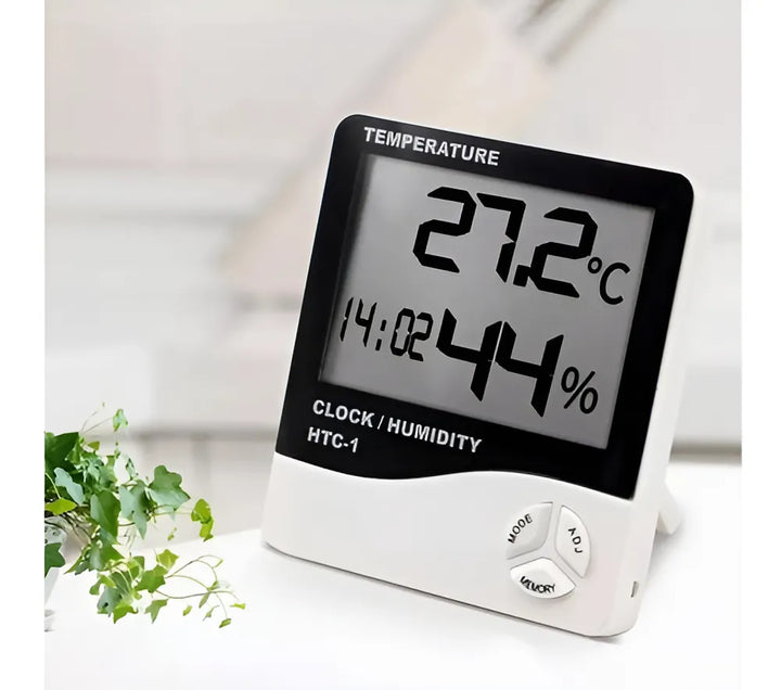 Higrometro Digital Termometro Medidor Humedad Reloj Alarma