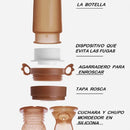 Biberón Tetero Dispensador Alimentos Bebés 40 Ml Uso Rosado Chupo 3 Tamaño Alimento + Cuchara Dispensar Ayuda Habilidades Control Sin Bpa Libre Bps Sin Ftalatos Silicona Grado Alimenticio Versátil