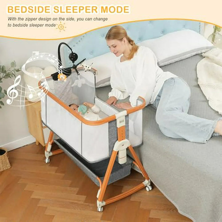 Cuna Colecho Con Juguete Musical, Altura Ajustable Y Almacen