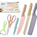 Juego Cuchillos Antiadherentes Cocina X6 Piezas + Tijeras Multicolor