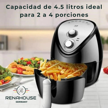 Air Fryer 4.5 L Negro 7 Modos Freidora Aire Hogar Renahouse