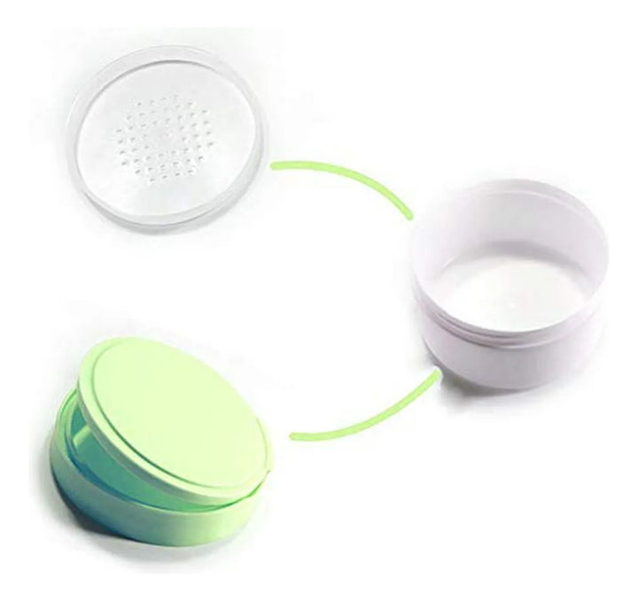 Caja Recargable Para Talco De Bebé Con Puff Y Tamiz - Verde