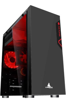 Caja Gabinete Gamer Iceberg Glacius Negra Vidrio Ventilador Negro
