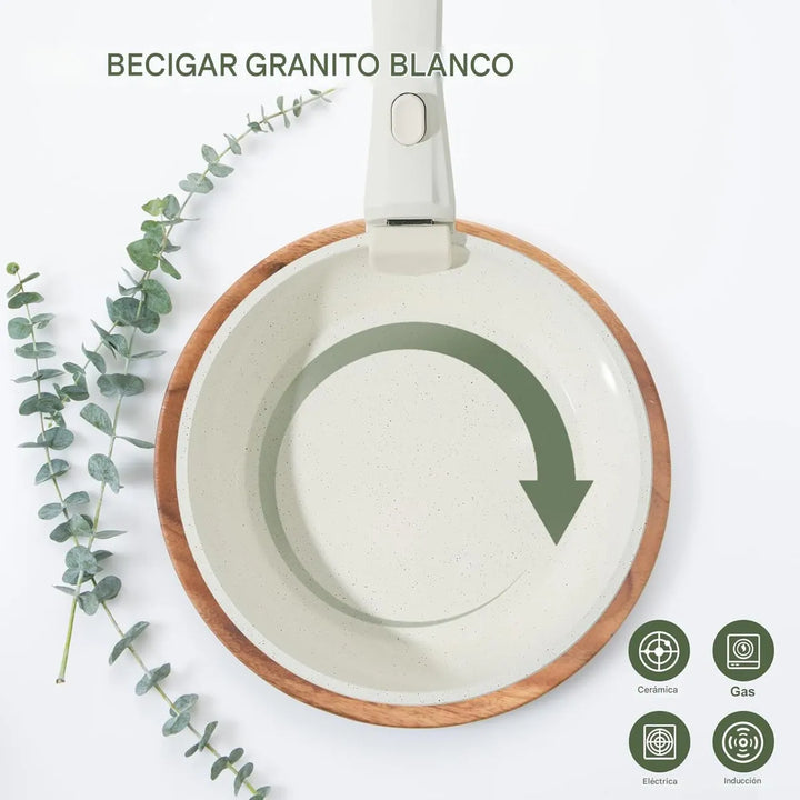 Juego De Ollas, Sartenes Antiadherentes, Cerámica No Tóxicos Crema