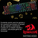 Teclado Gamer Redragon Mitra K551 Spanish Red Switch Black Teclado Negro Idioma Español España