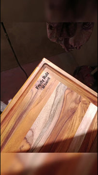 Tablas De Madera Teca Para Picar Alimentos Mediana Con Ranur Liso Marrón