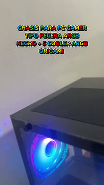 Gabinete Chasis Para Pc Gamer Pecera Argb Negro + 5 Cooler