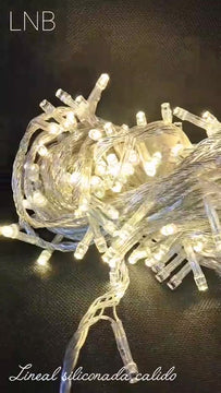 Serie Navideña Luz Led Calida X100 Luces Cable Trans. Paq.x1