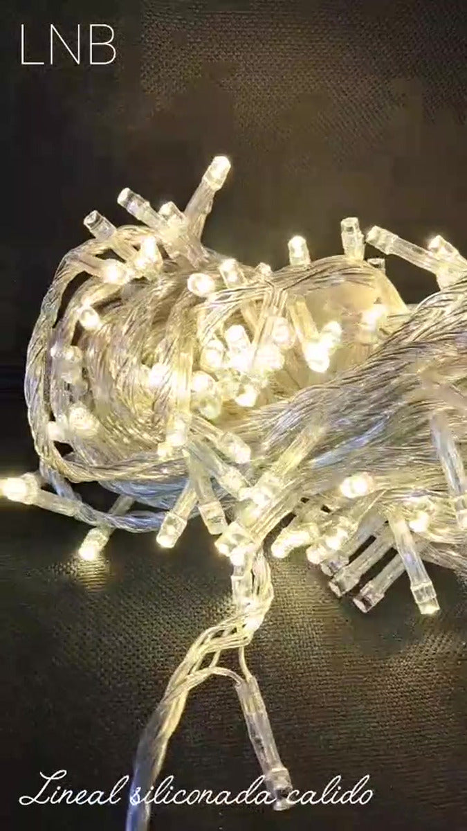 Serie Navideña Luz Led Calida X100 Luces Cable Trans. Paq.x1