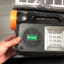 Radio Parlante Con Panel Solar Linterna+3bombillos Fm Am Bt Negro
