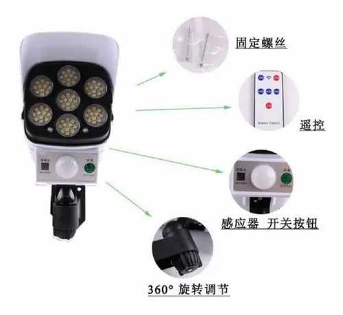 Lampara Luz Led Patio Jardin Control Remoto Reflector Solar Color Blanco