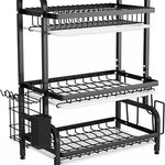 Estante Escurridor De Cocina Para Platos En Hierro 3 Niveles Color Negro